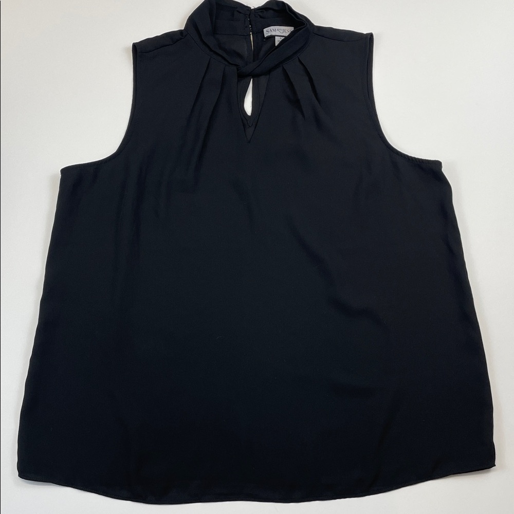 Sam & Jess Black Sleeveless Keyhole Neck Blouse Women’s Size L